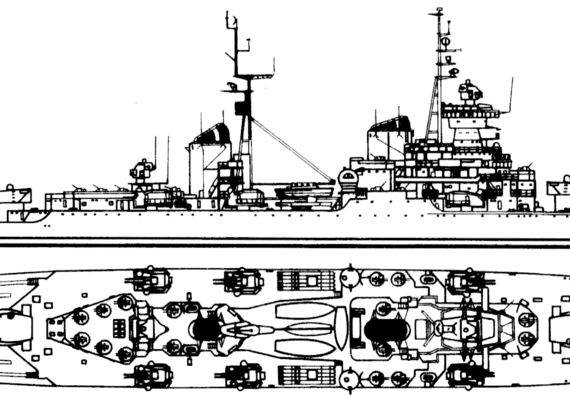 Крейсер СССР Admiral Lazarev [Sverdlov-class Cruiser] - чертежи, габариты, рисунки